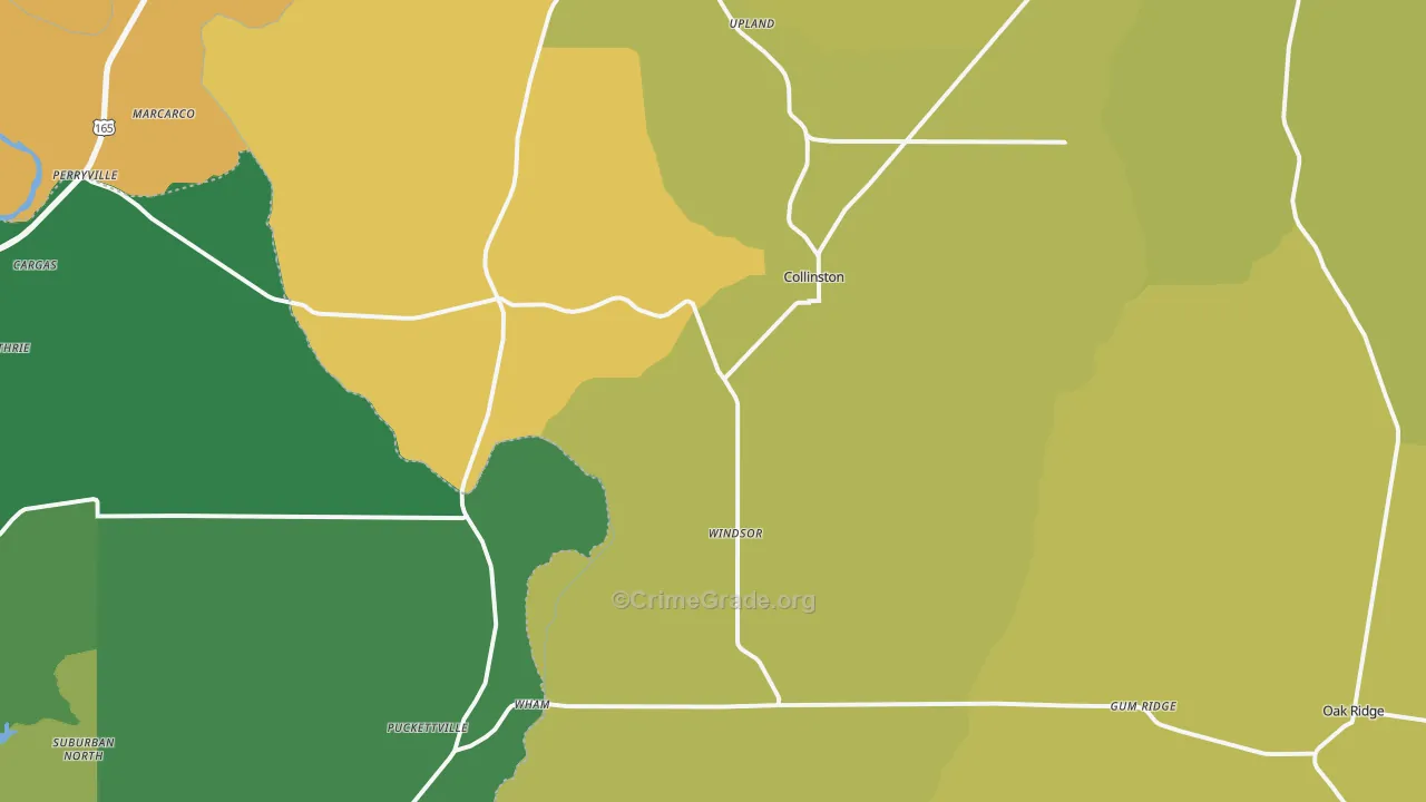 Collinston, LA Map of Vehicle Theft Rates