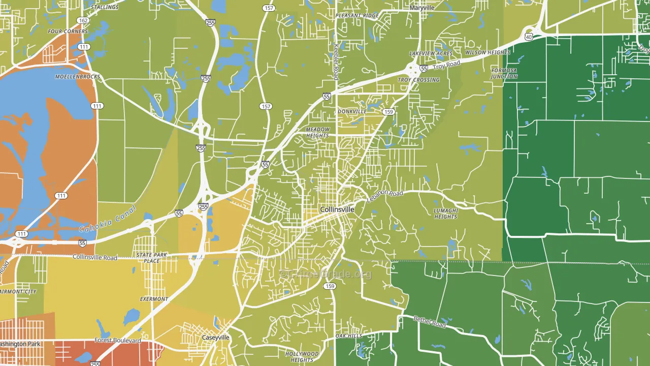 Collinsville, IL Map of Vehicle Theft Rates