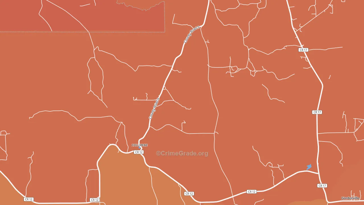 Collirene, AL Map of Vehicle Theft Rates