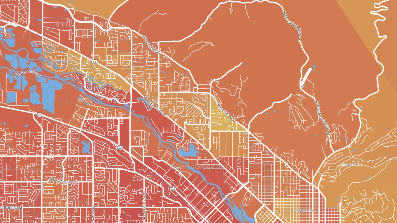 Collister, Boise, ID Map of Vehicle Theft Rates
