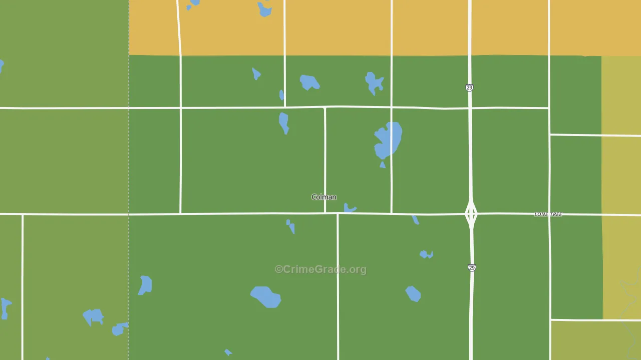 Colman, SD Map of Vehicle Theft Rates