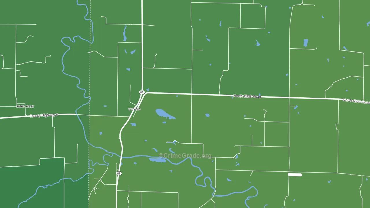 Colmar, IL Map of Vehicle Theft Rates