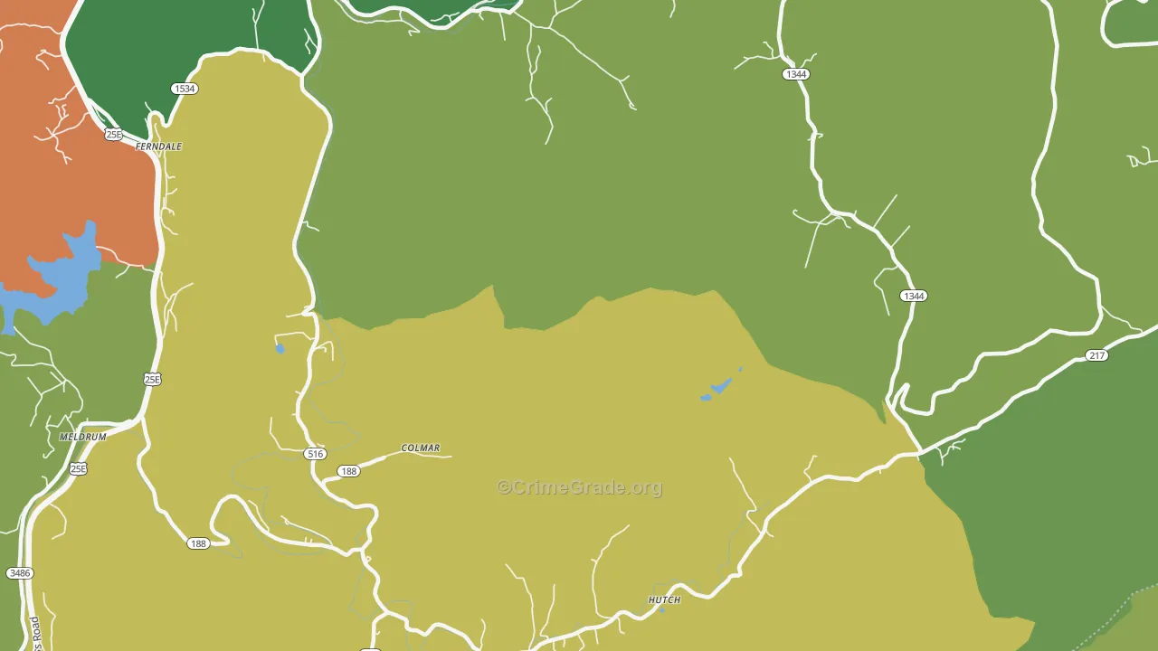 Colmar, KY Map of Vehicle Theft Rates
