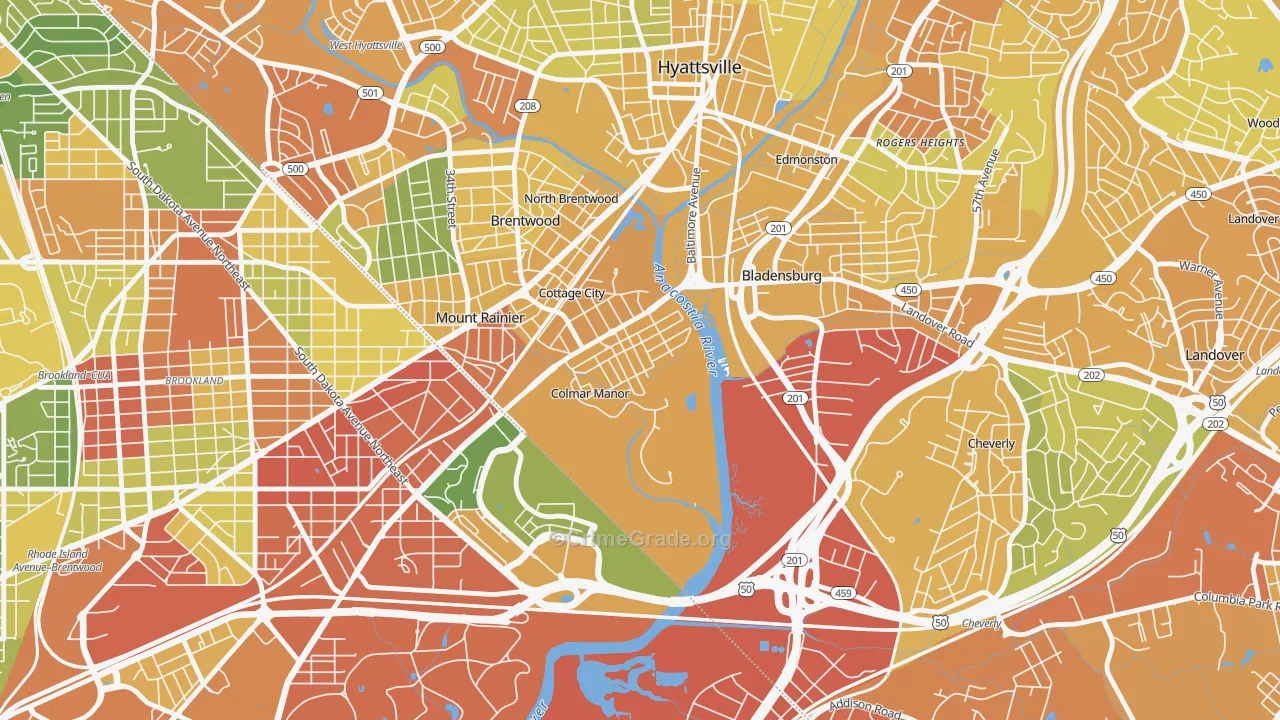 Colmar Manor, MD Map of Vehicle Theft Rates