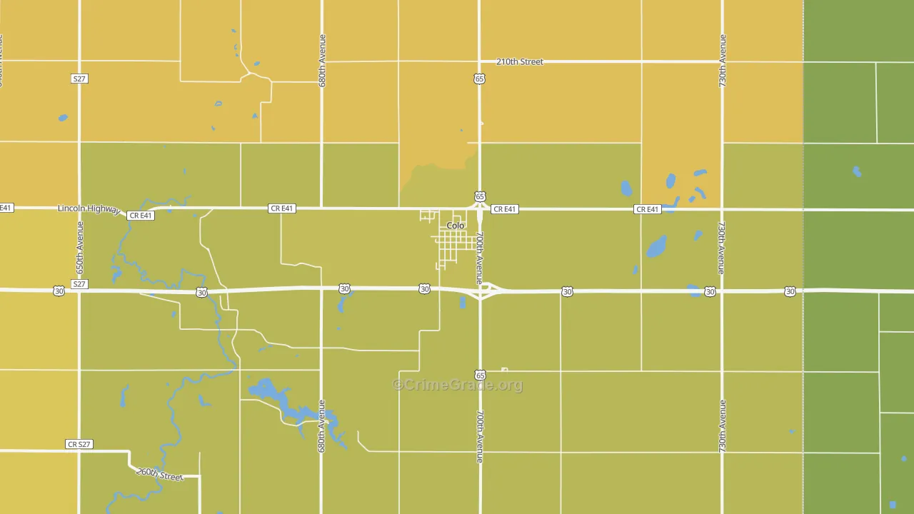 Colo, IA Map of Vehicle Theft Rates
