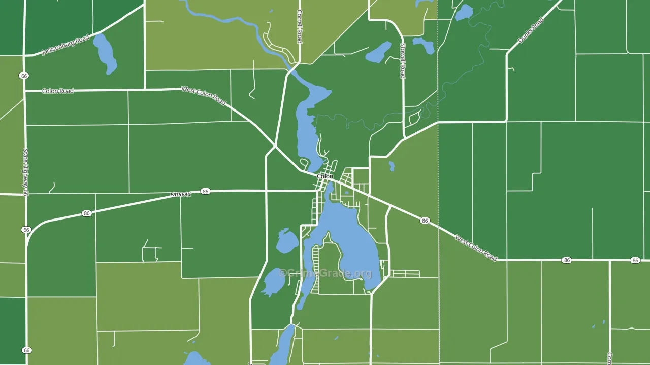 Colon, MI Map of Vehicle Theft Rates