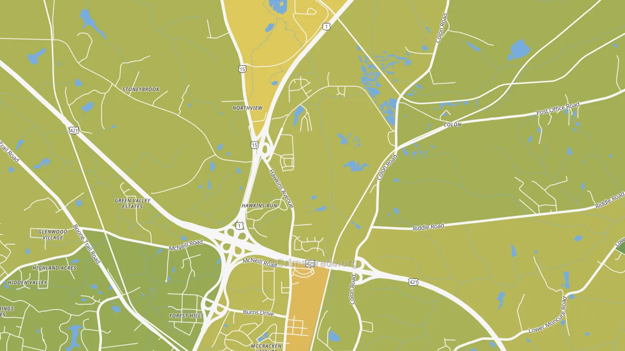 Colon, NC Map of Vehicle Theft Rates