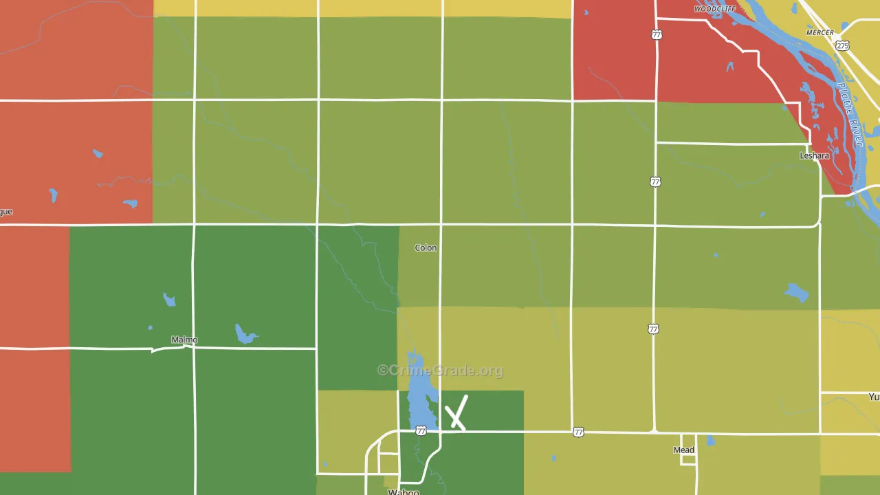 Colon, NE Map of Vehicle Theft Rates