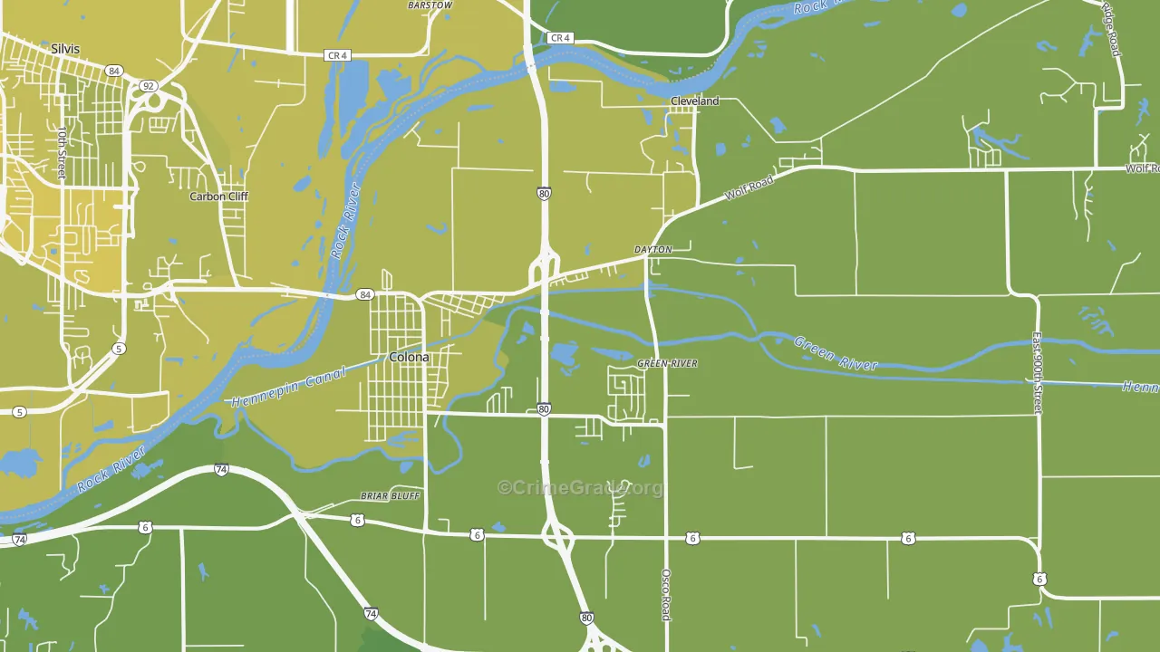 Colona, IL Map of Vehicle Theft Rates