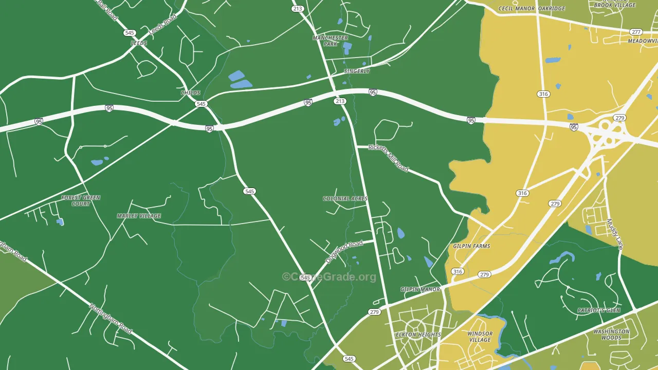 Colonial Acres, MD Map of Vehicle Theft Rates