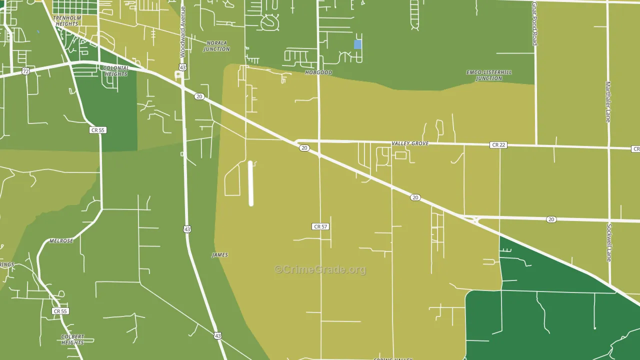 Colonial Heights, AL Map of Vehicle Theft Rates