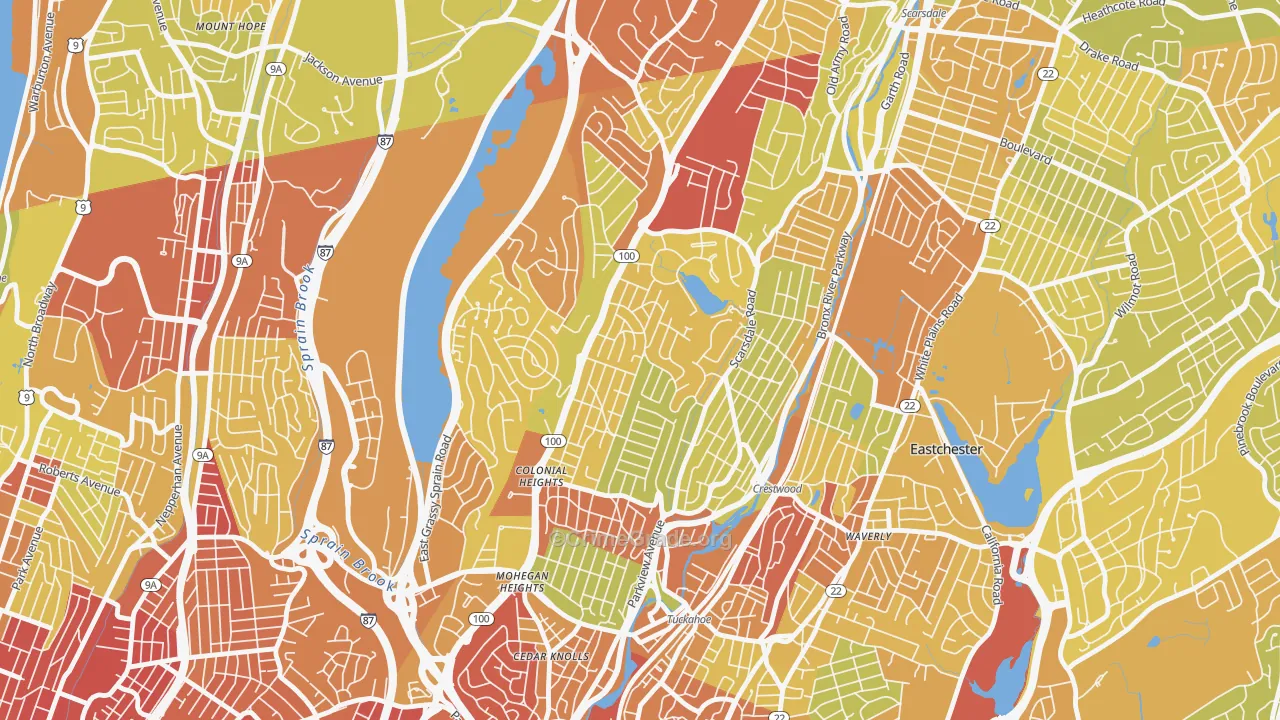 Colonial Heights, Yonkers, NY Map of Vehicle Theft Rates