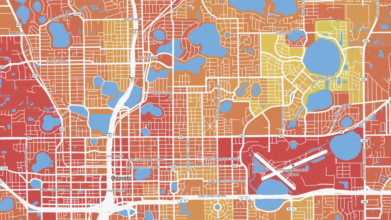 Colonicaltown North, Orlando, FL Map of Vehicle Theft Rates
