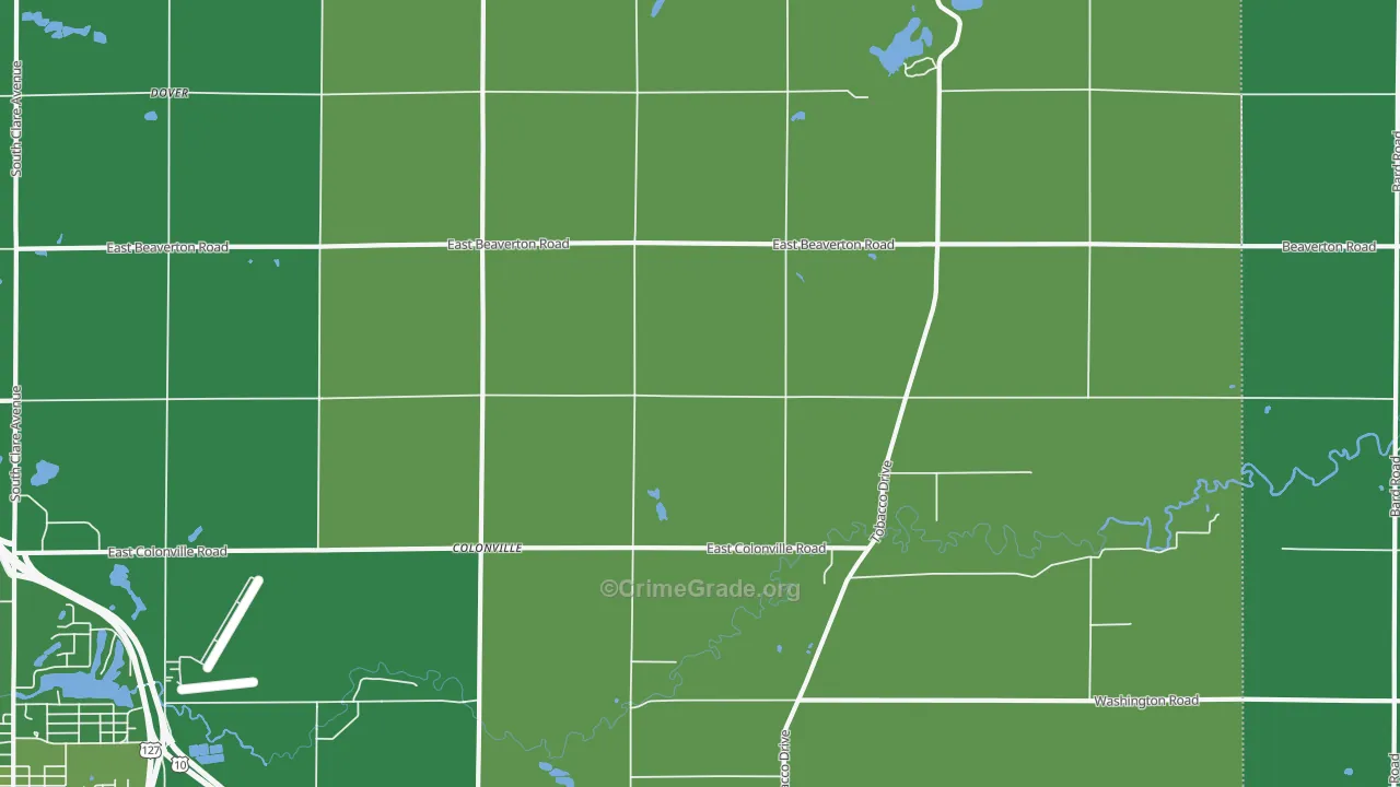 Colonville, MI Map of Vehicle Theft Rates