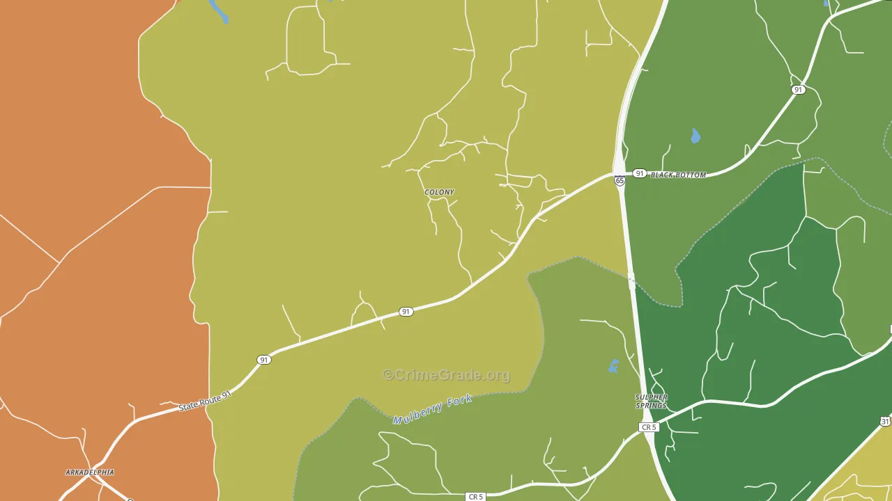 Colony, AL Map of Vehicle Theft Rates
