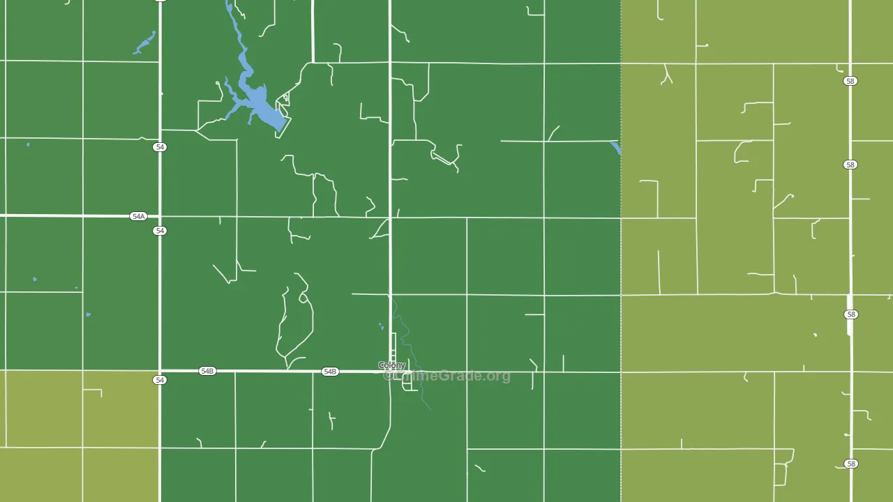 Colony, OK Map of Vehicle Theft Rates