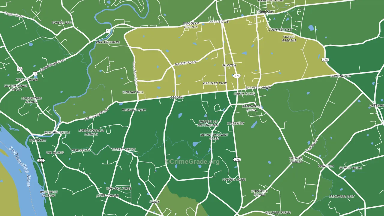 Colora, MD Map of Vehicle Theft Rates