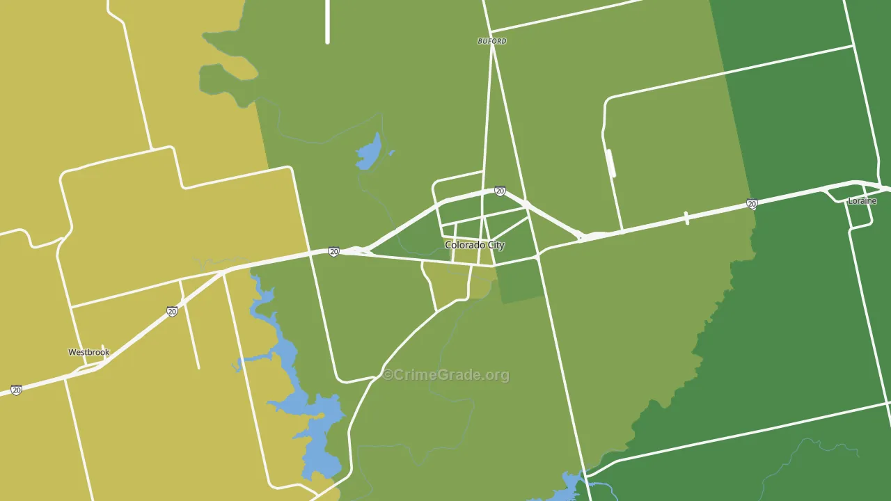 Colorado City, TX Map of Vehicle Theft Rates