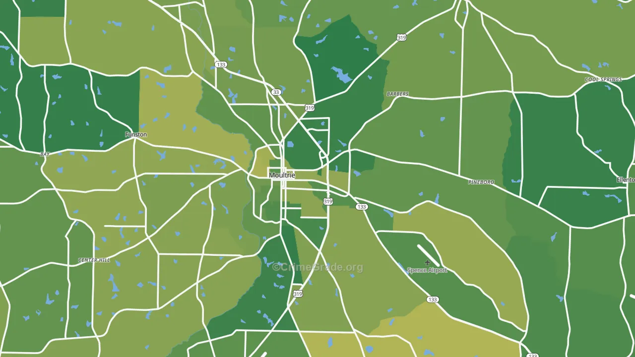 Colquitt County, GA Map of Vehicle Theft Rates