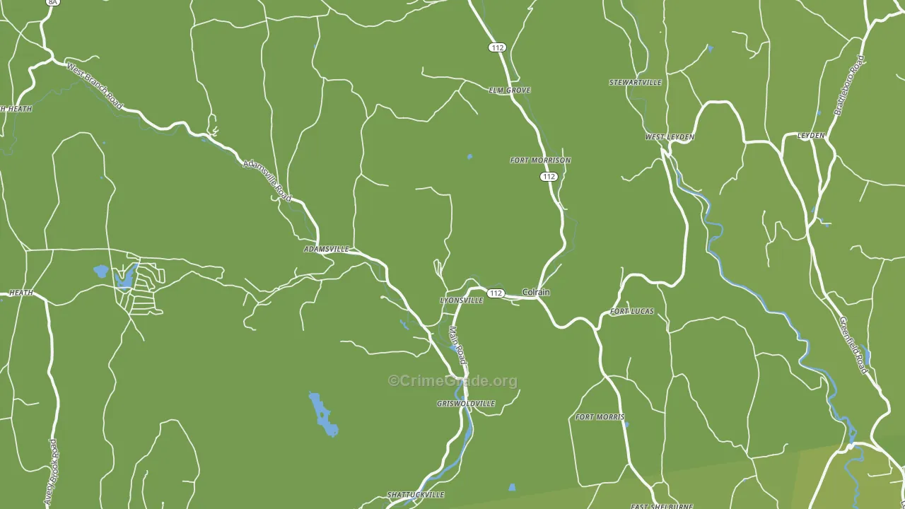 Colrain, MA Map of Vehicle Theft Rates
