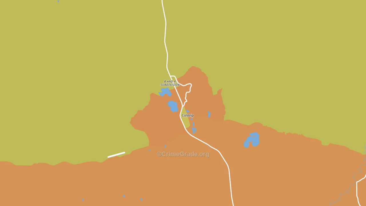 Colstrip, MT Map of Vehicle Theft Rates