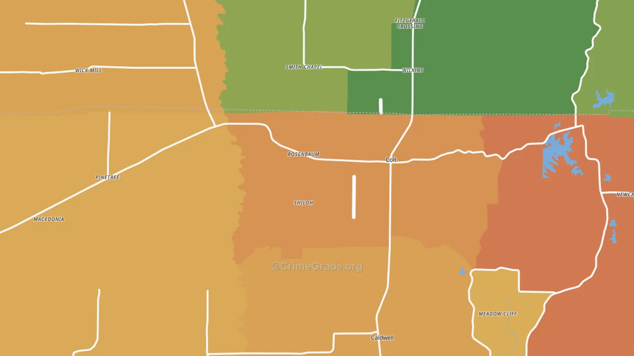 Colt, AR Map of Vehicle Theft Rates