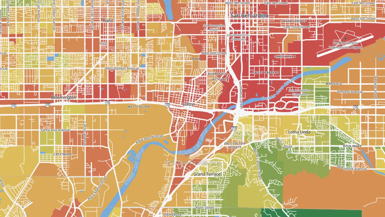 Colton, CA Map of Vehicle Theft Rates