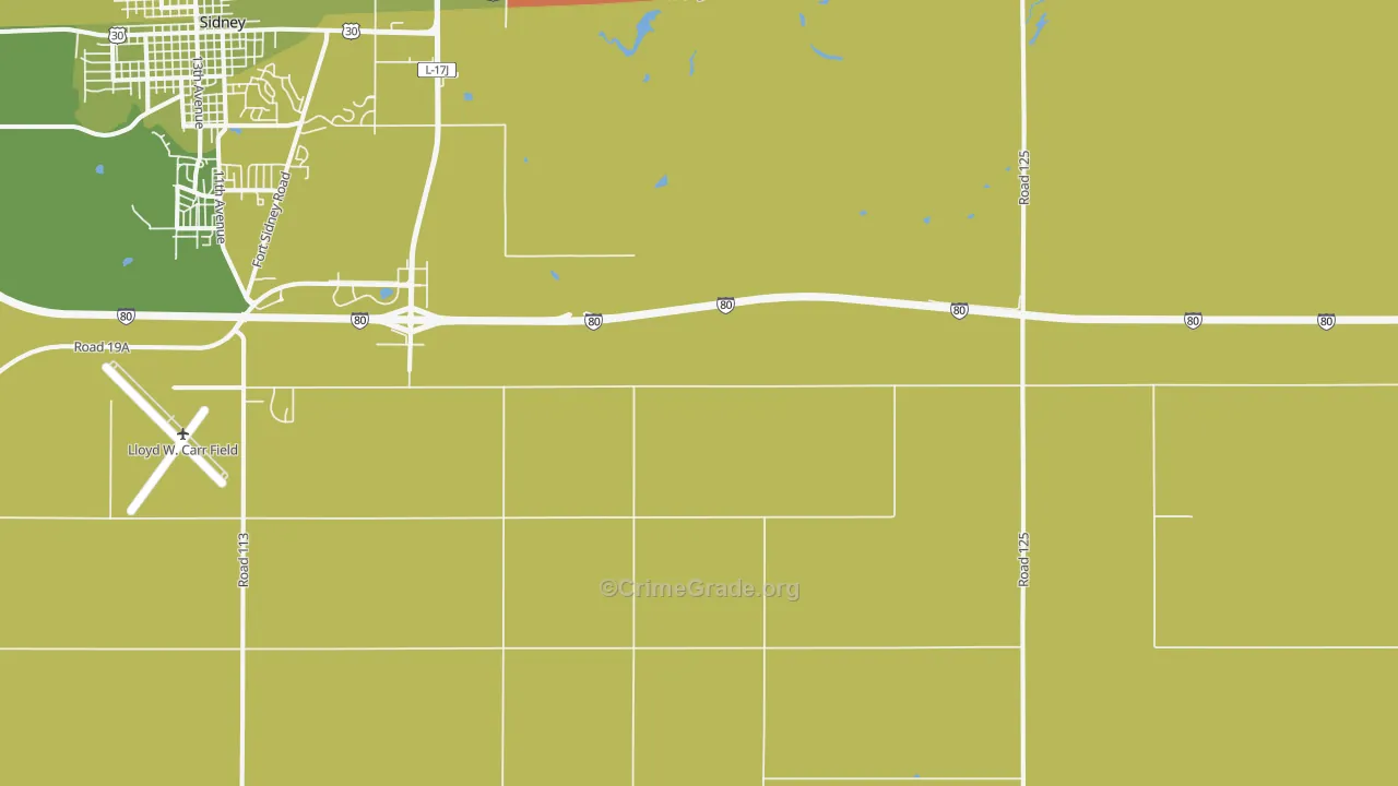 Colton, NE Map of Vehicle Theft Rates