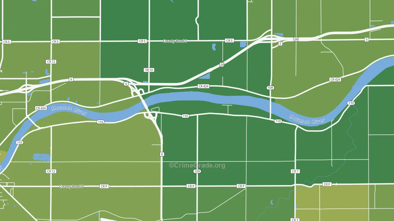 Colton, OH Map of Vehicle Theft Rates