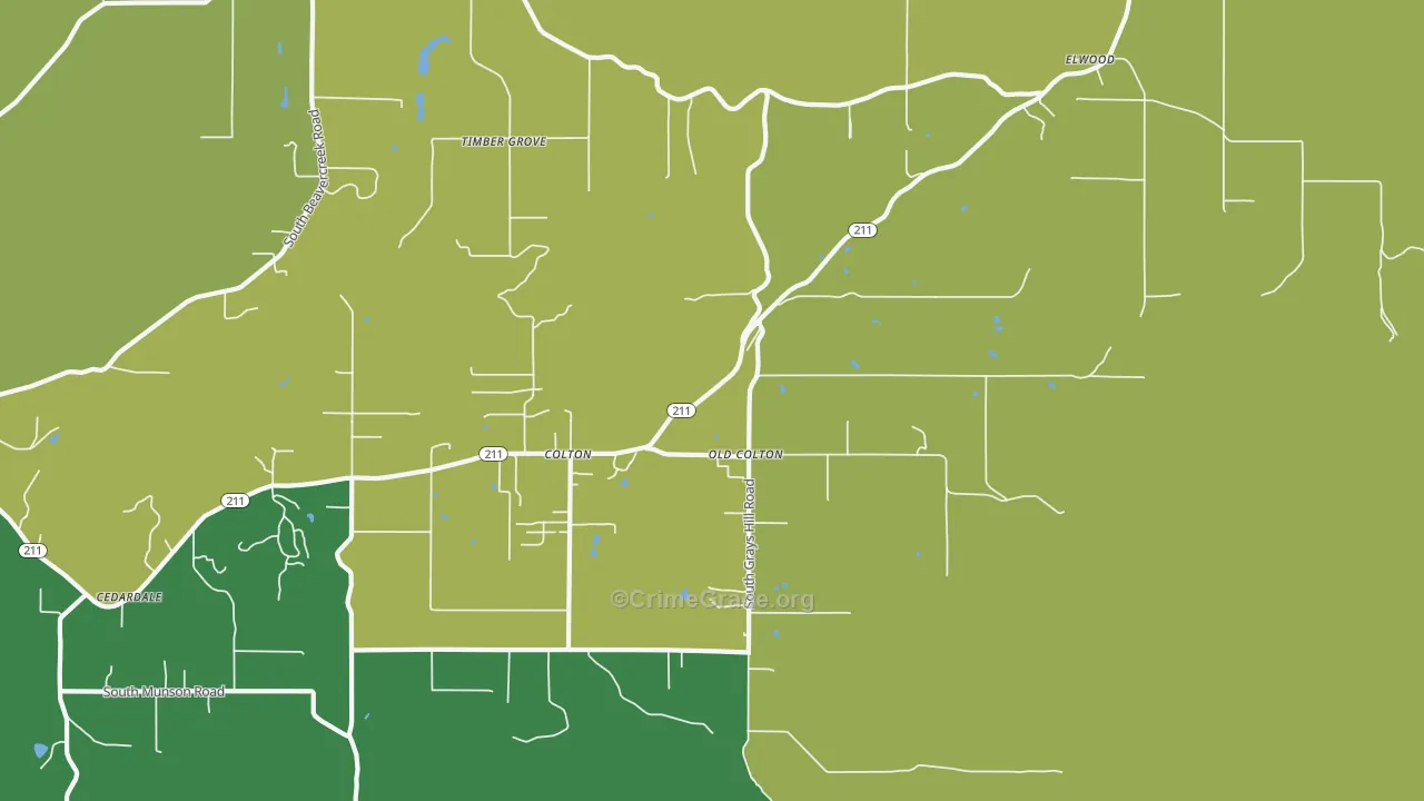 Colton, OR Map of Vehicle Theft Rates