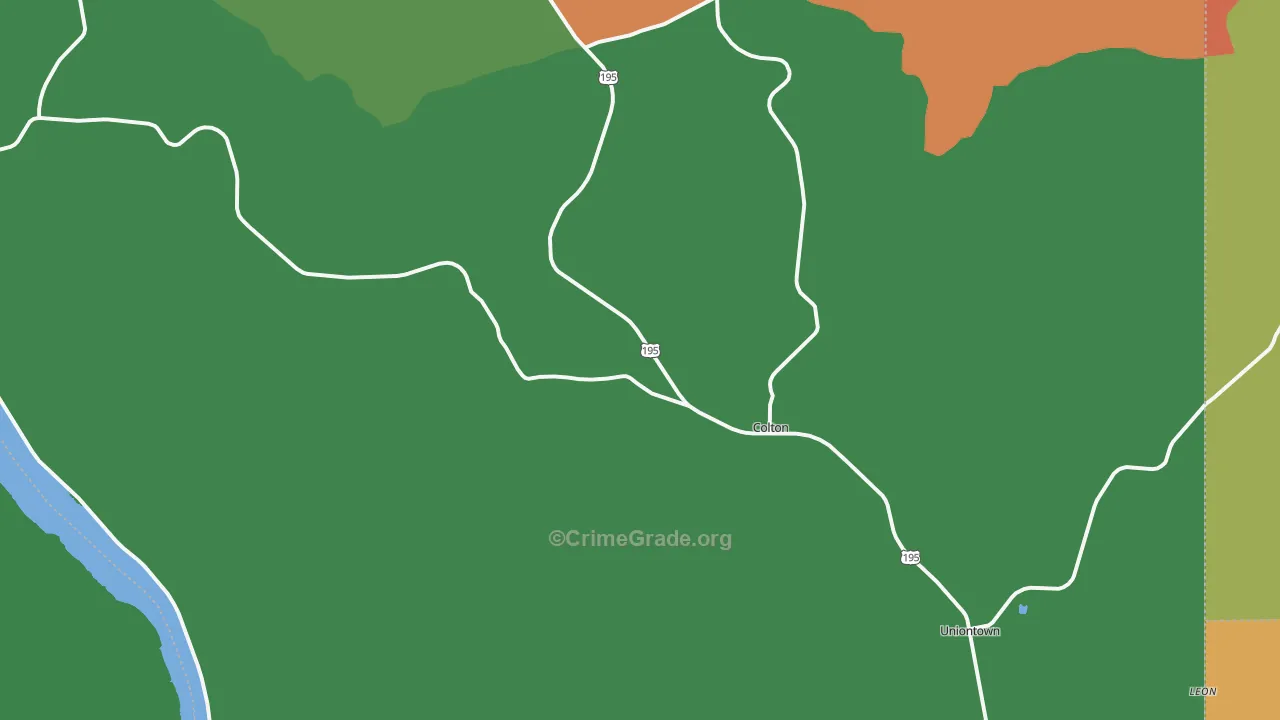 Colton, WA Map of Vehicle Theft Rates