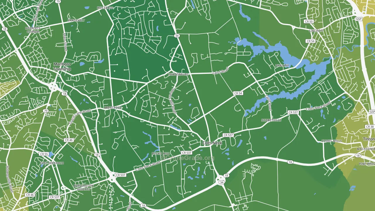 Colts Neck, NJ Map of Vehicle Theft Rates