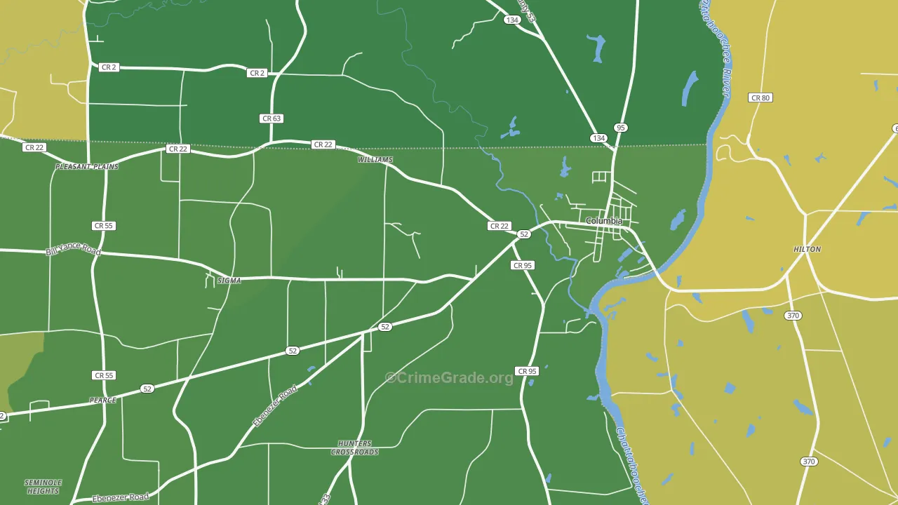 Columbia, AL Map of Vehicle Theft Rates