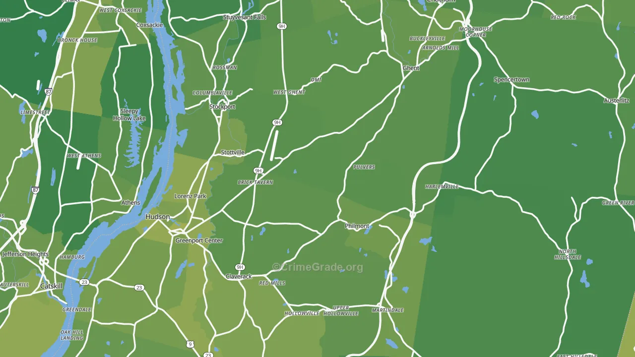 Columbia County, NY Map of Vehicle Theft Rates