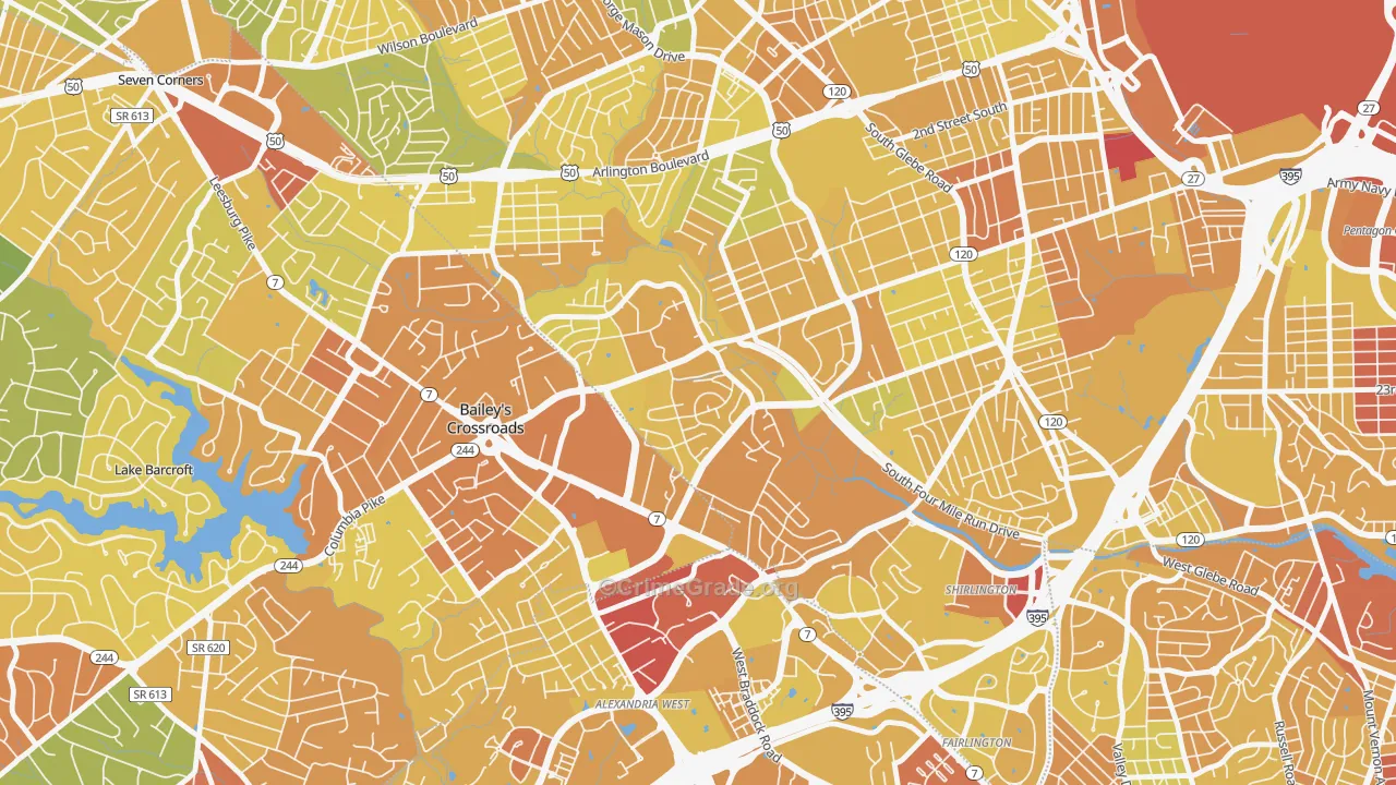 Columbia Forest, Arlington, VA Map of Vehicle Theft Rates