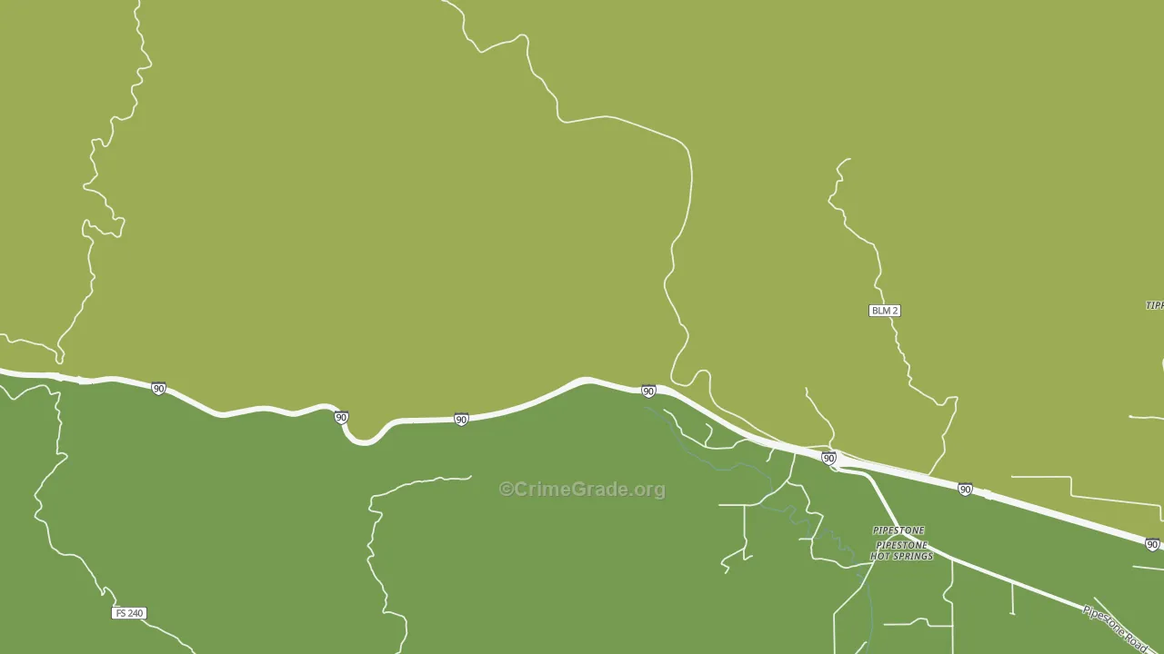 Columbia Gardens, MT Map of Vehicle Theft Rates