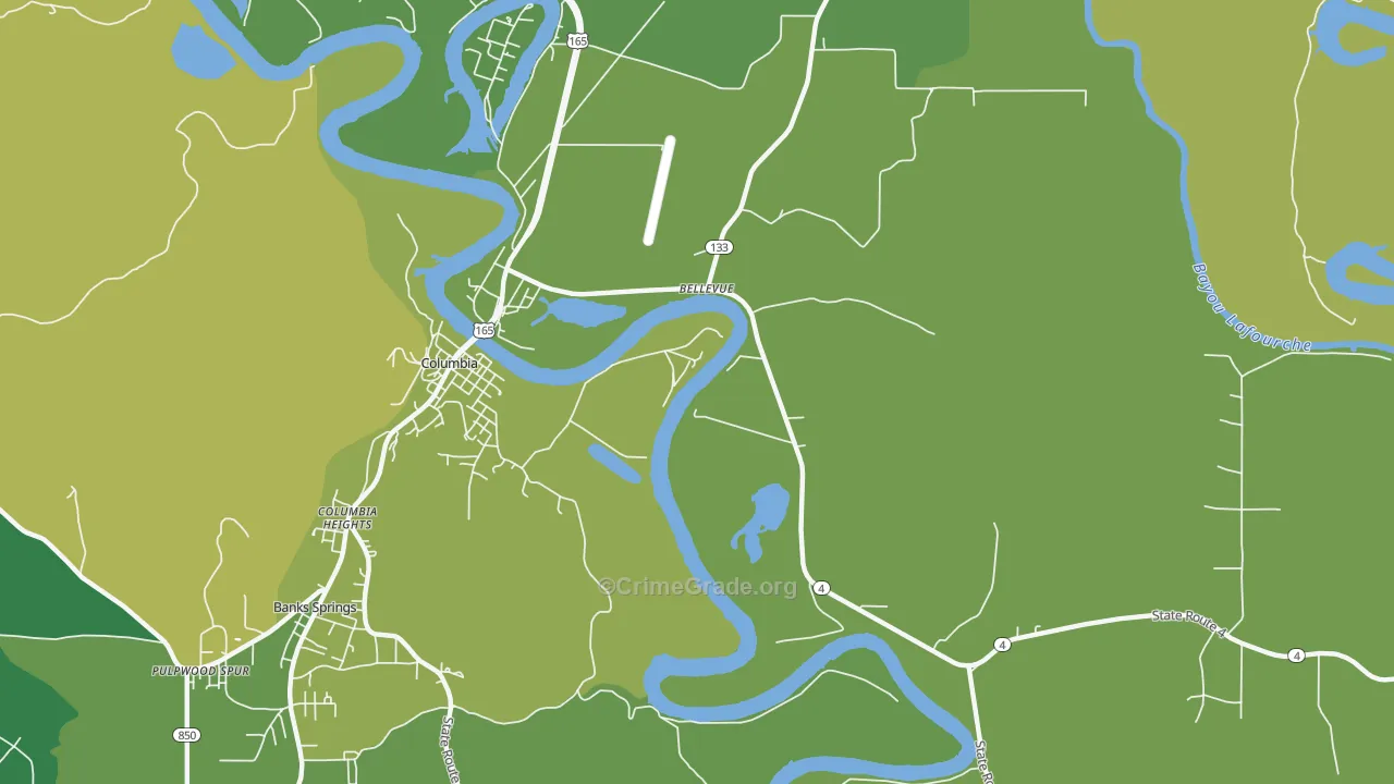 Columbia Heights, LA Map of Vehicle Theft Rates