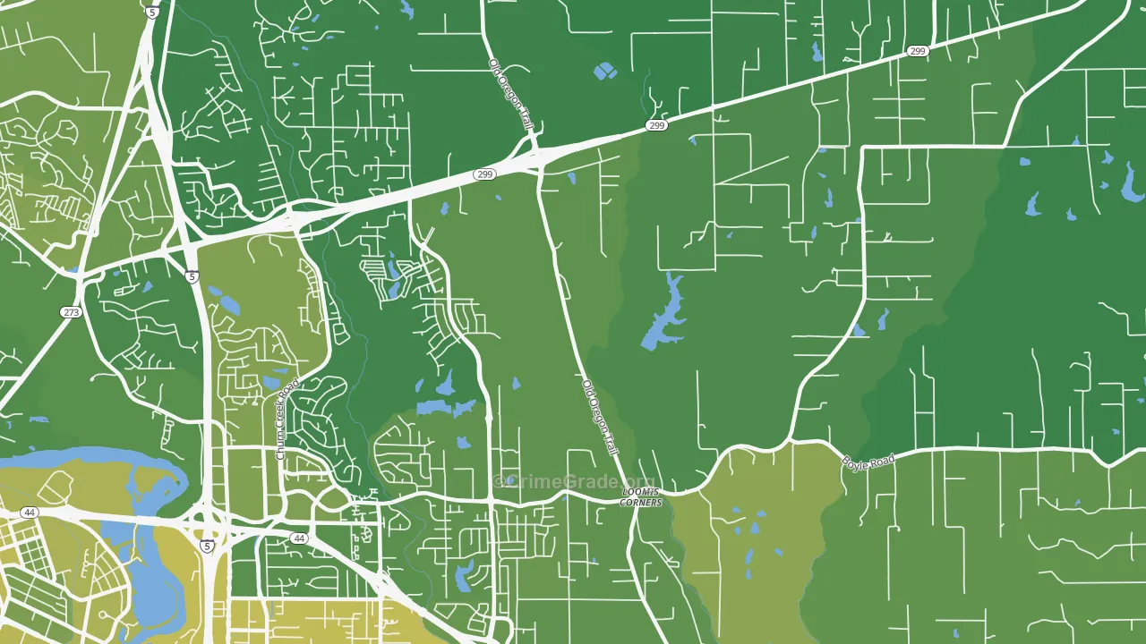 Columbia, Redding, CA Map of Vehicle Theft Rates
