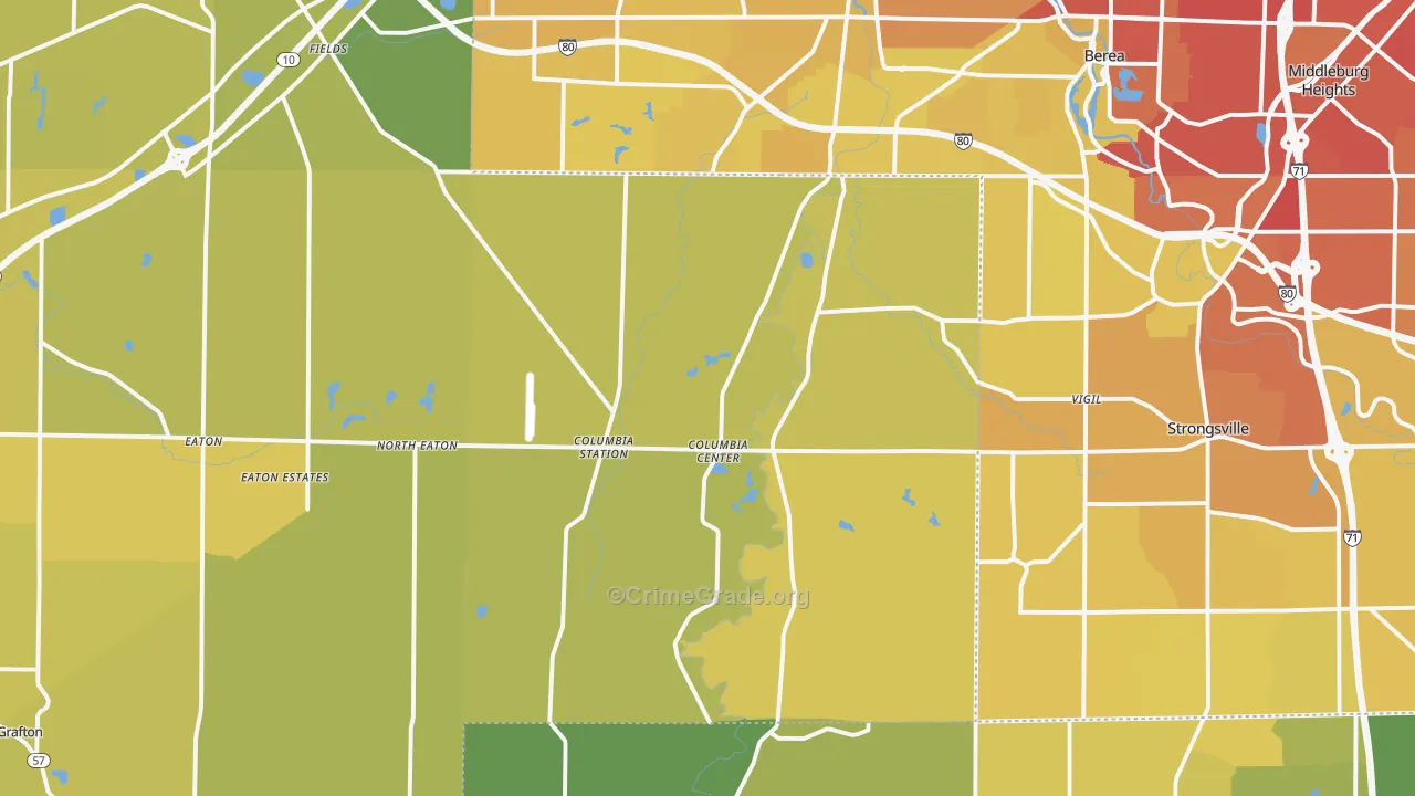Columbia Station, OH Map of Vehicle Theft Rates