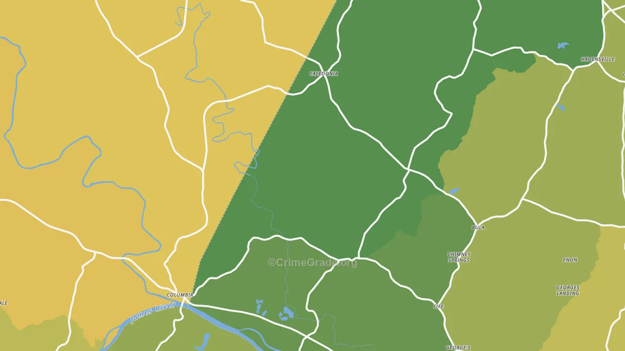 Columbia, VA Map of Vehicle Theft Rates