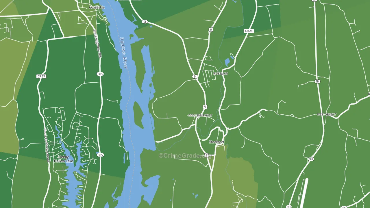 Columbiaville, NY Map of Vehicle Theft Rates