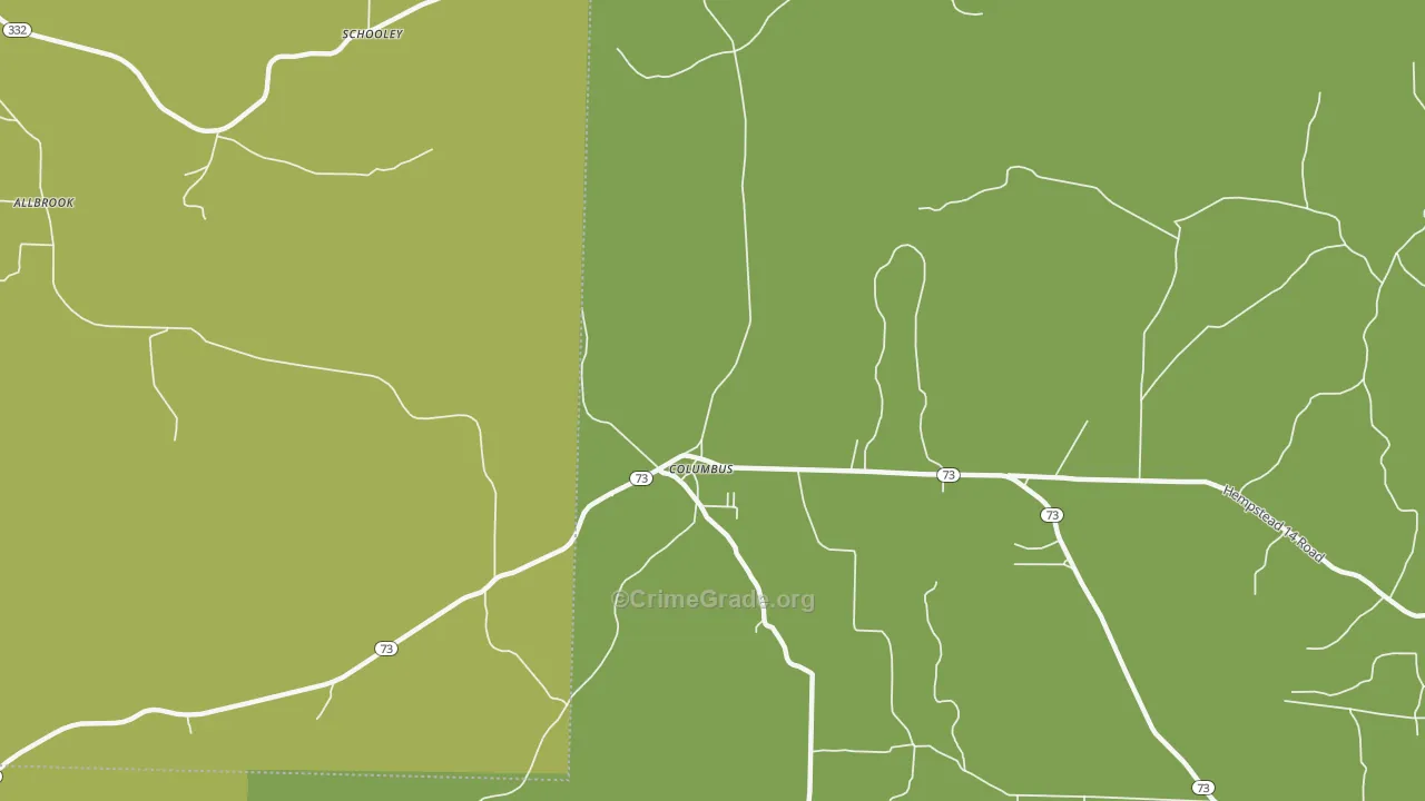 Columbus, AR Map of Vehicle Theft Rates