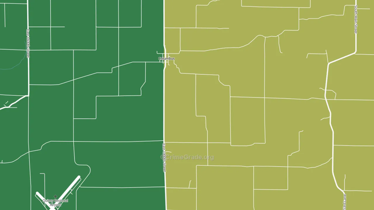 Columbus, IL Map of Vehicle Theft Rates