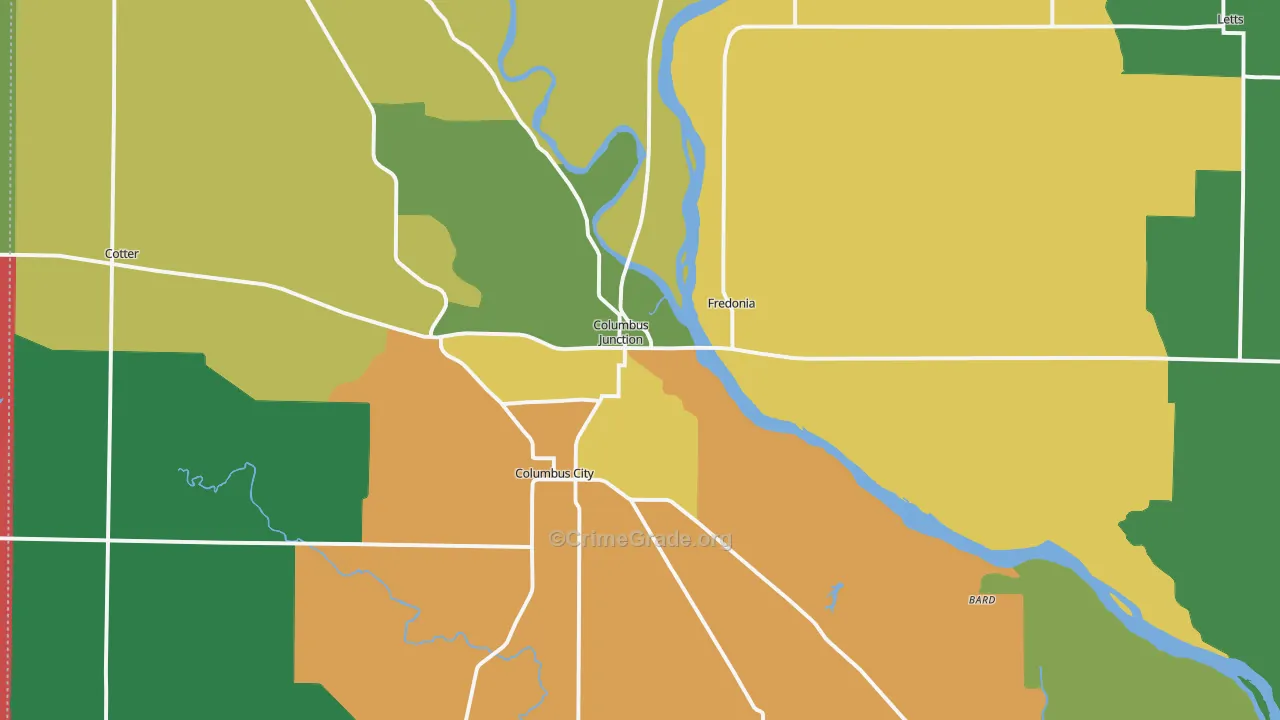 Columbus Junction, IA Map of Vehicle Theft Rates