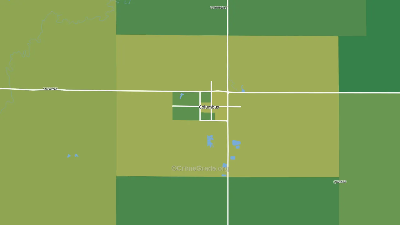 Columbus, KS Map of Vehicle Theft Rates