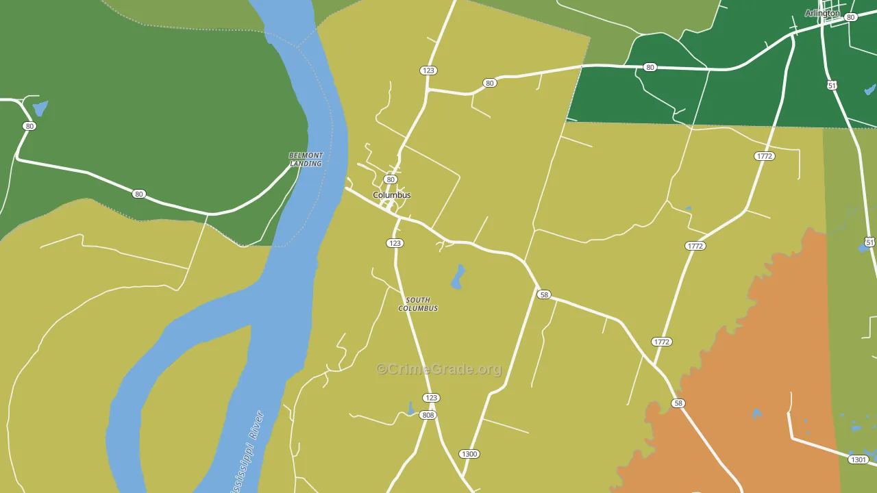 Columbus, KY Map of Vehicle Theft Rates