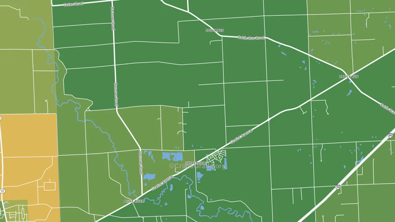 Columbus, MI Map of Vehicle Theft Rates