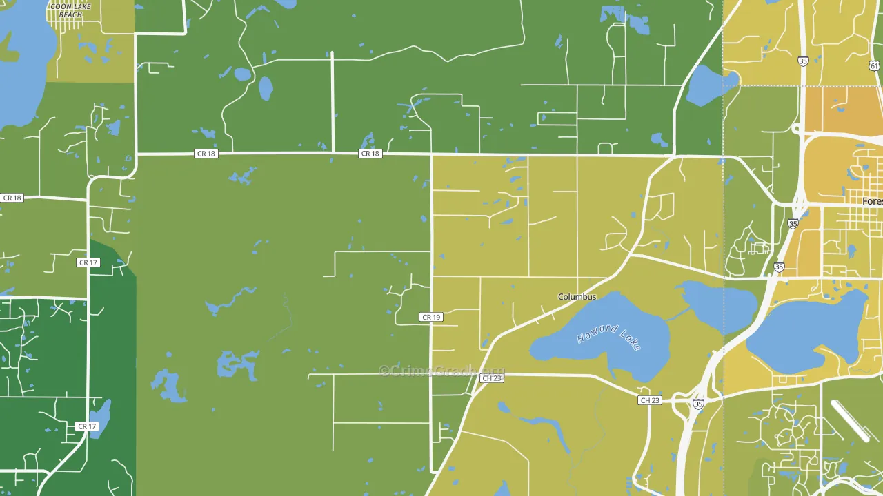 Columbus, MN Map of Vehicle Theft Rates