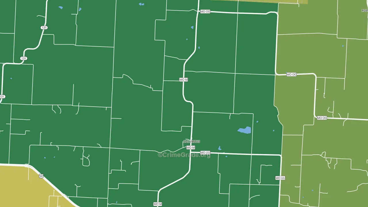 Columbus, MO Map of Vehicle Theft Rates