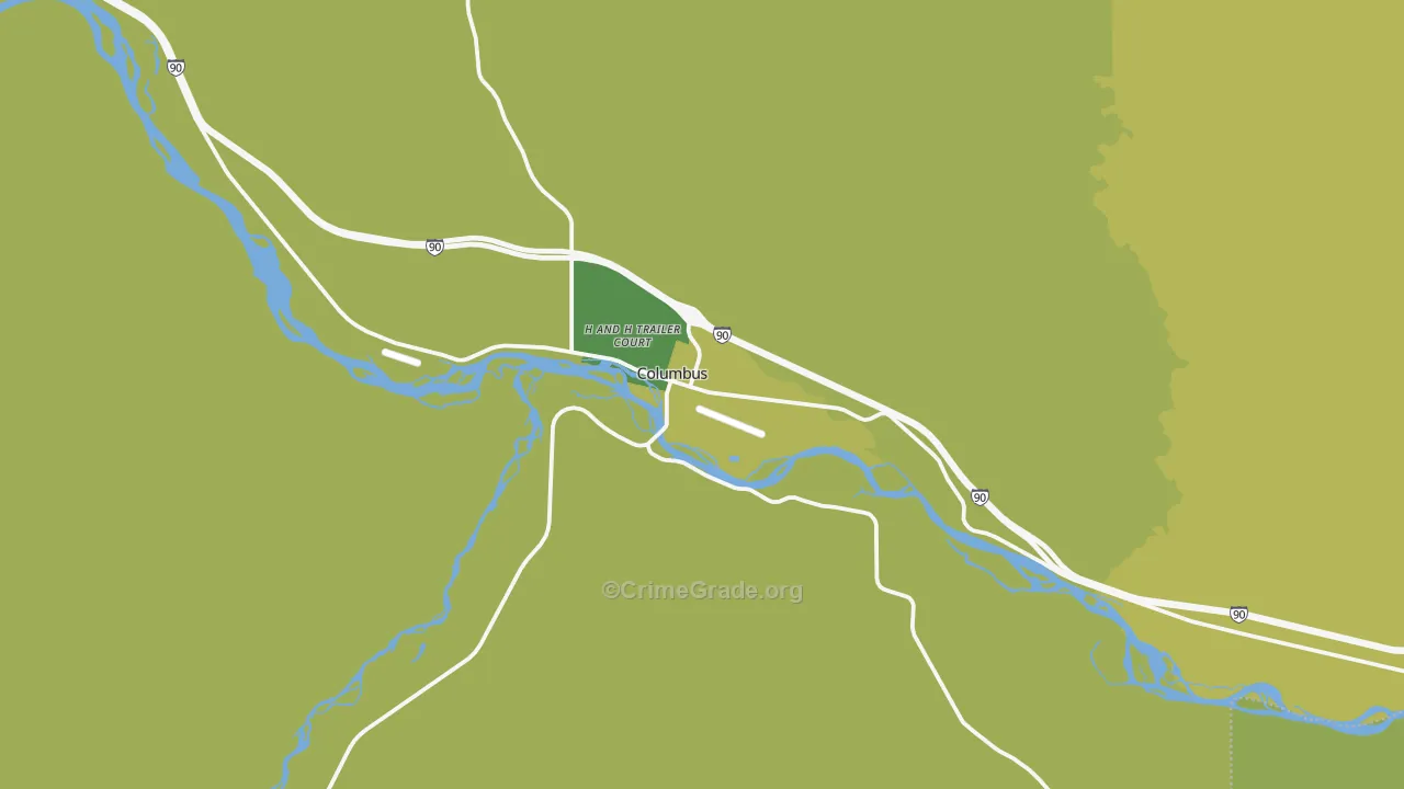 Columbus, MT Map of Vehicle Theft Rates